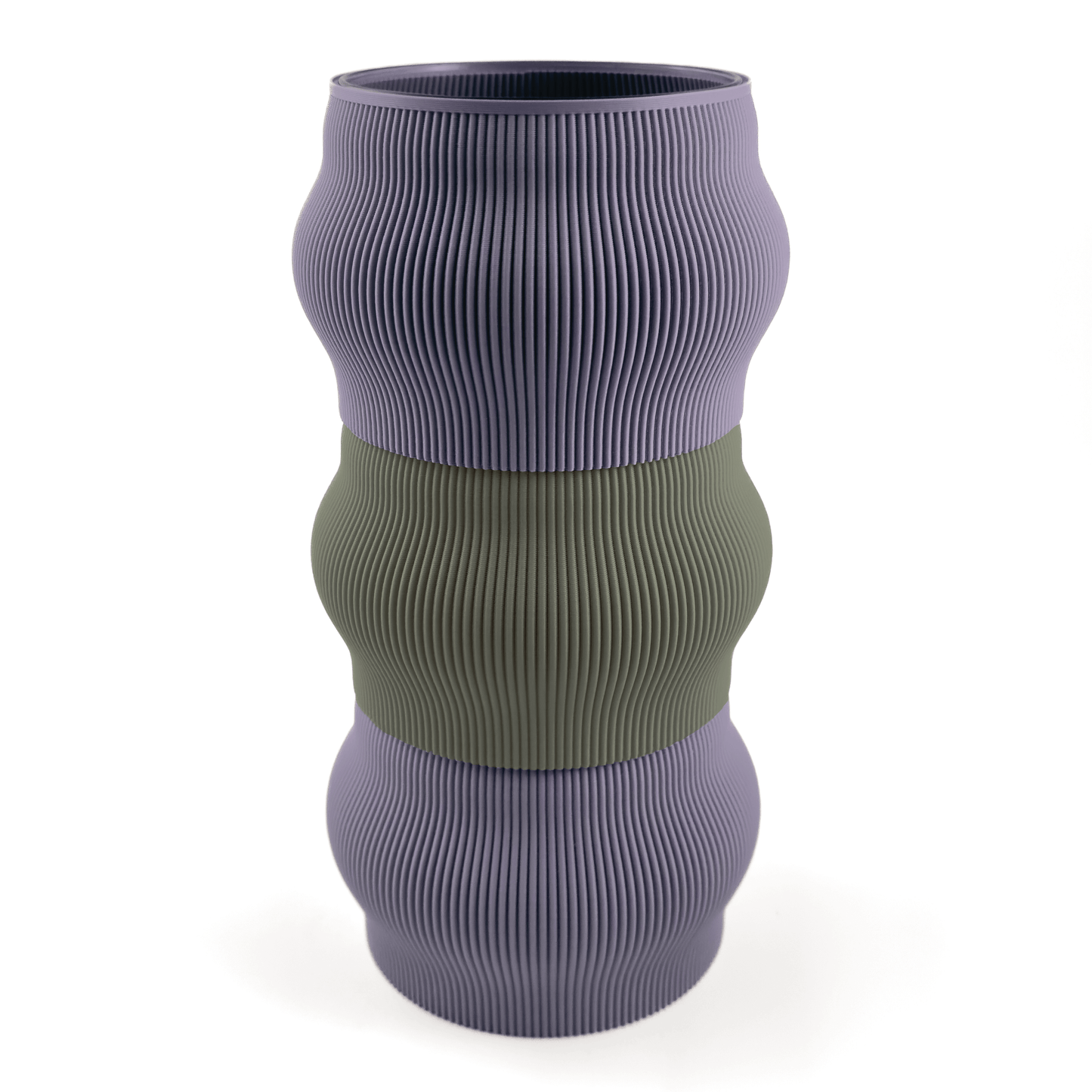 Individuell konfigurierbare Vase CYRA aus dem 3D-Druck – Groesse vase, Farben: Boden boden, Aufsaetze aufsatz und gruen. Ein modernes Highlight von Cranny, 3D-gedruckt aus PLA.