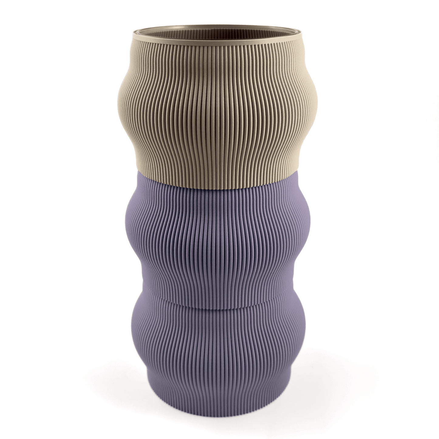 Modulare Vase CYRA in Groesse vase, Farben: Boden boden, Aufsaetze aufsatz und lila. Nachhaltiges Wohnaccessoire von Cranny im modernen Design.