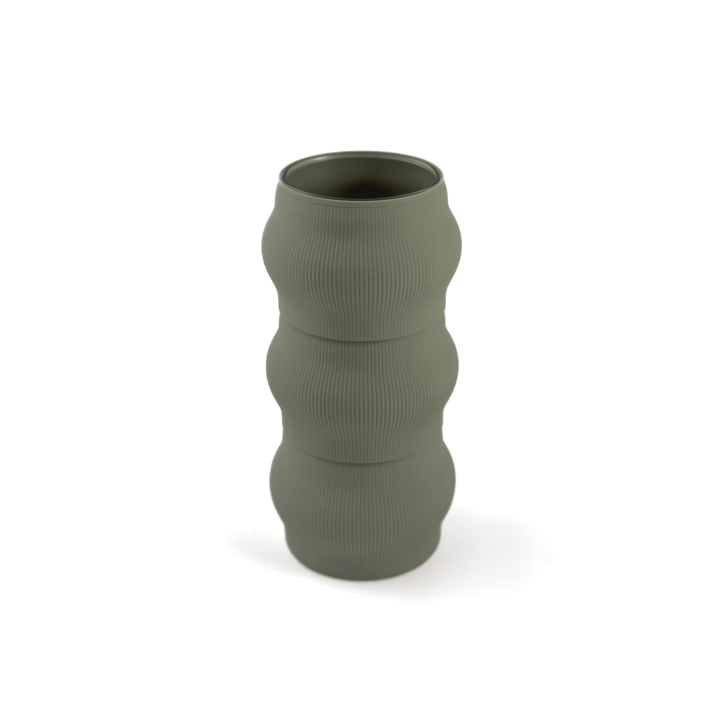 Modern kombinierbare Vase CYRA, 3D-gedruckt – Groesse vase, bestehend aus Boden in boden und zwei Aufsaetzen in aufsatz und gruen. Ein modernes Highlight von Cranny, 3D-gedruckt aus PLA.