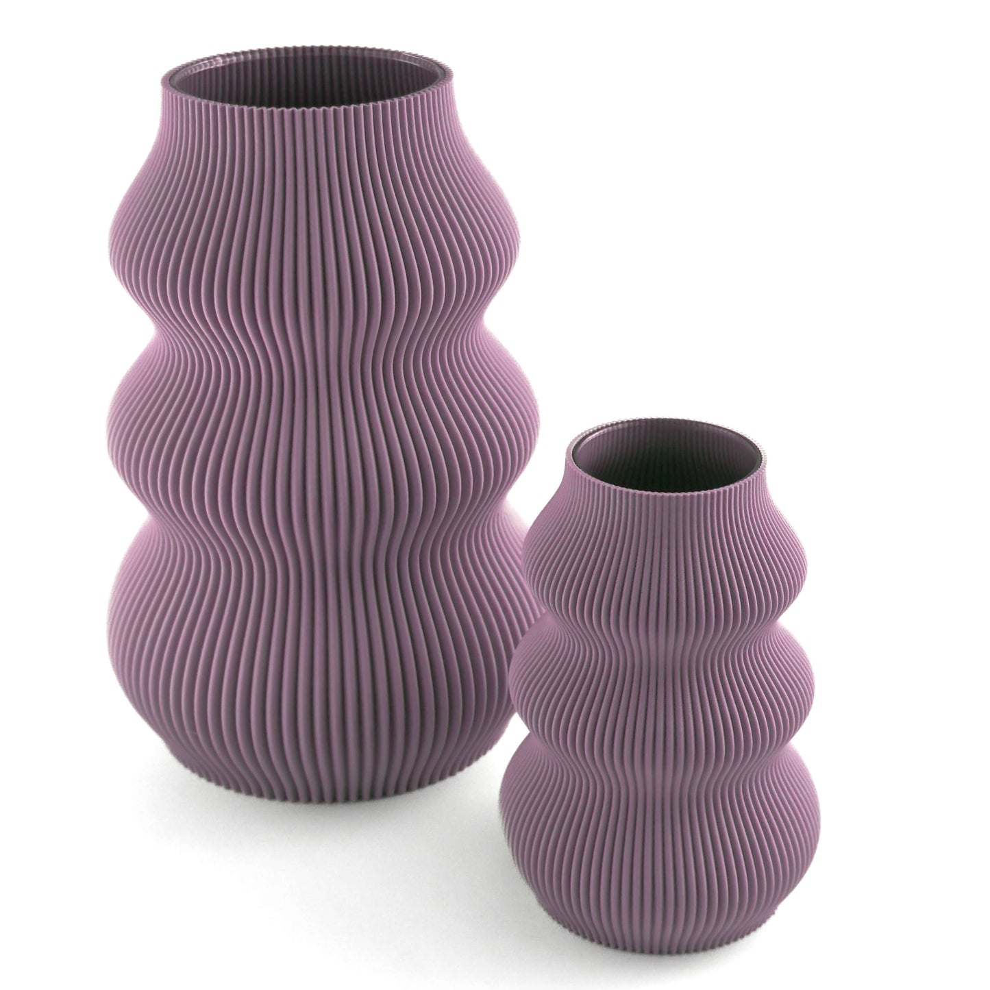 Lila Eos Vase, große und kleine Ausführung – moderne 3D-Kunst für dein Zuhause