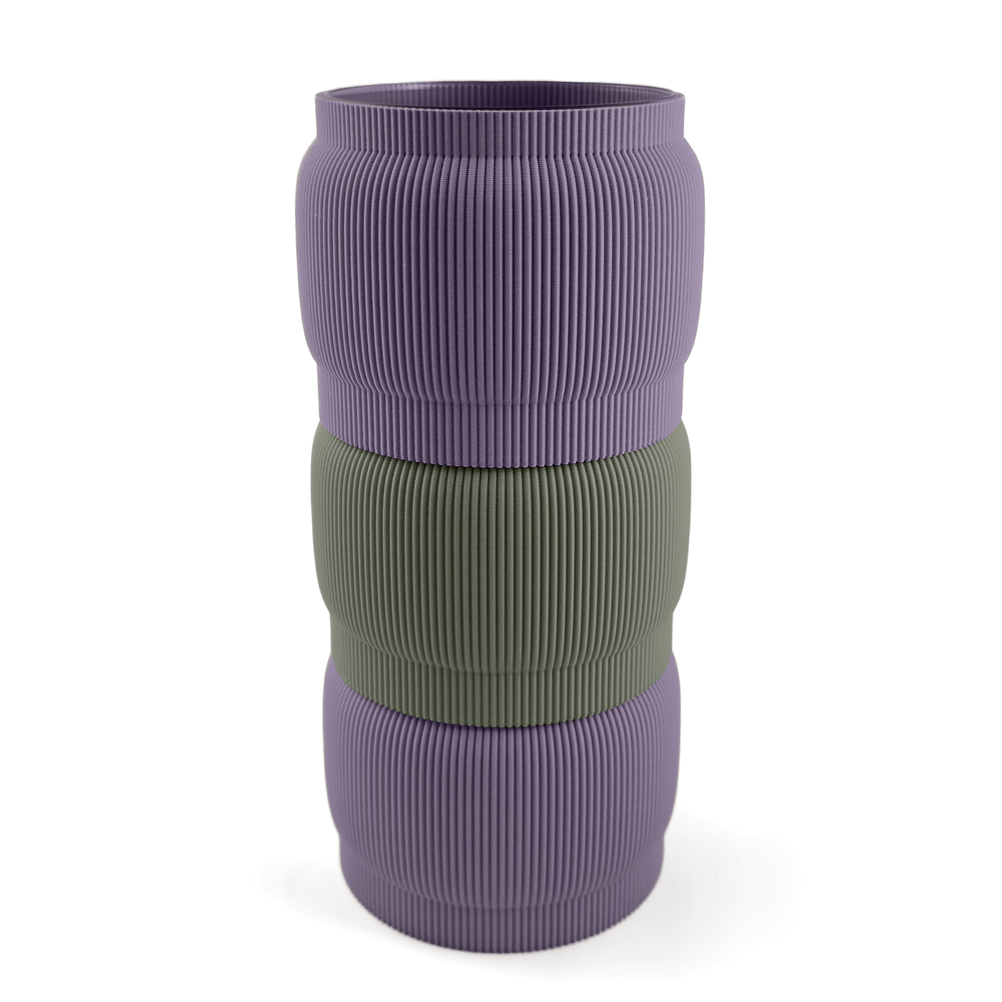 Modulare Vase SORA in Größe vase, Farben: Boden boden, Aufsätze aufsatz und grün. Ein modernes Highlight von Cranny, 3D-gedruckt aus PLA.