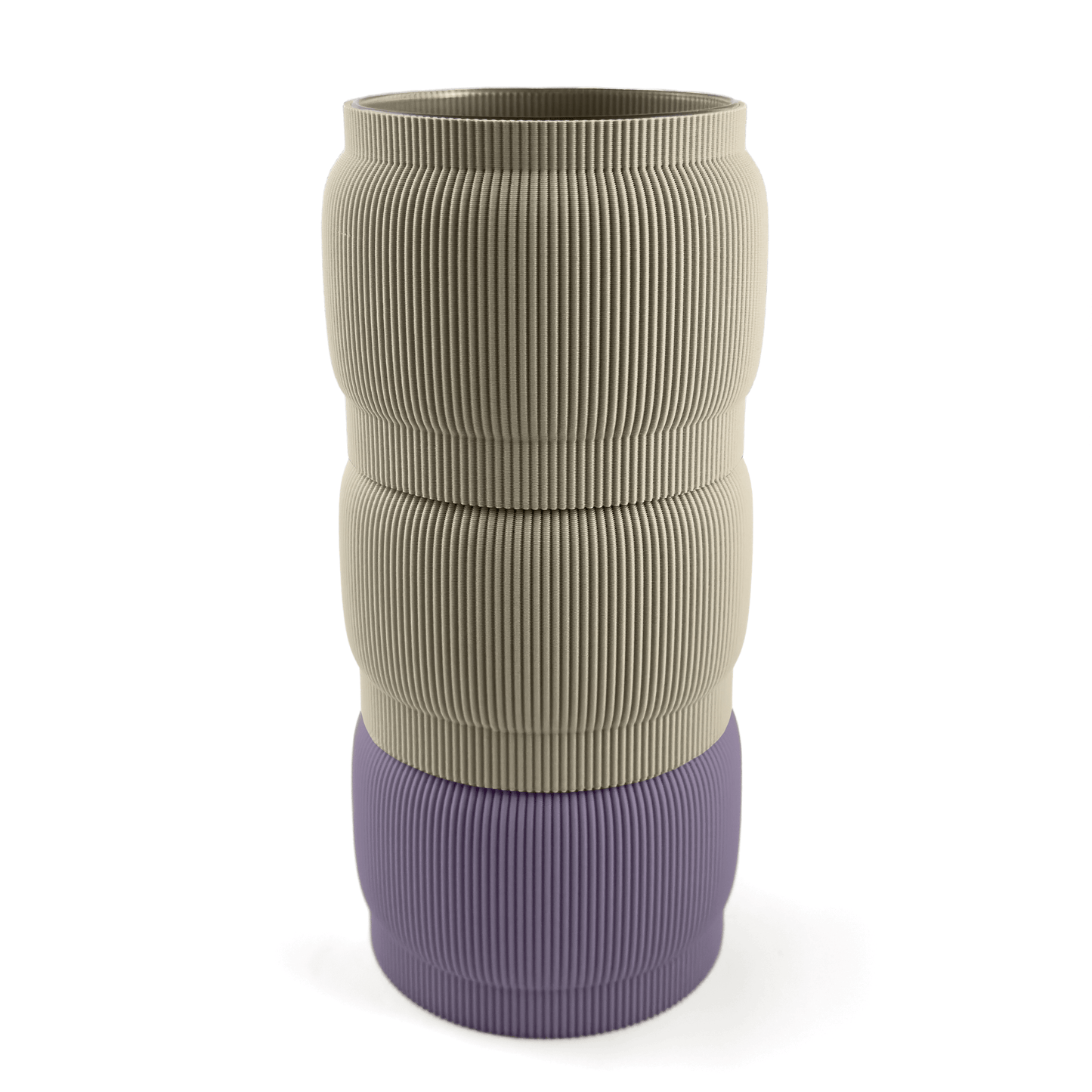 Modern kombinierbare Vase SORA, 3D-gedruckt – Größe vase, kombiniert mit boden Boden sowie Aufsatzfarben aufsatz und weiß. Nachhaltiges Wohnaccessoire von Cranny im modernen Design.