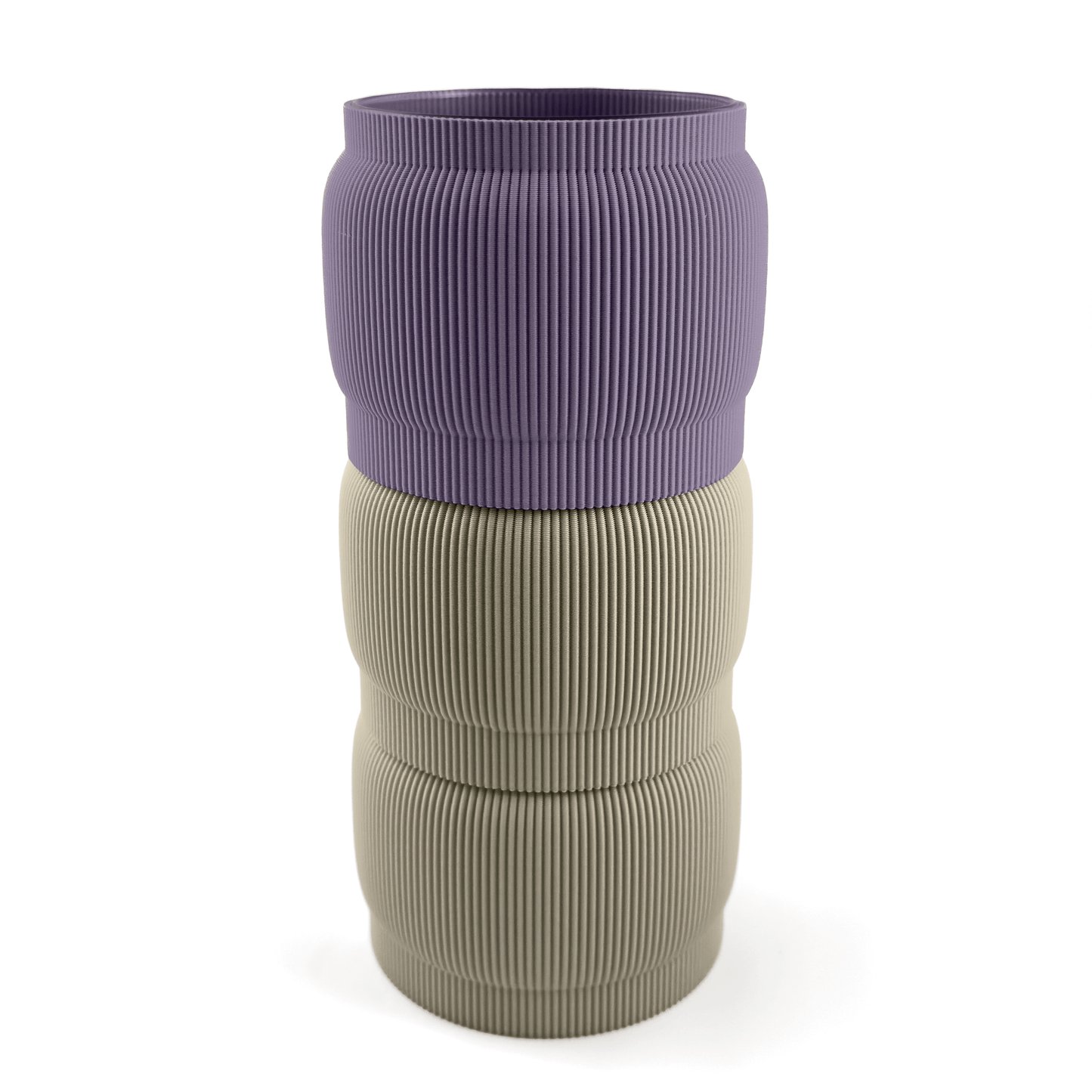 Modern kombinierbare Vase SORA, 3D-gedruckt – Größe vase, mit Boden in boden und Aufsätzen in aufsatz und weiß. Nachhaltiges Wohnaccessoire von Cranny im modernen Design.