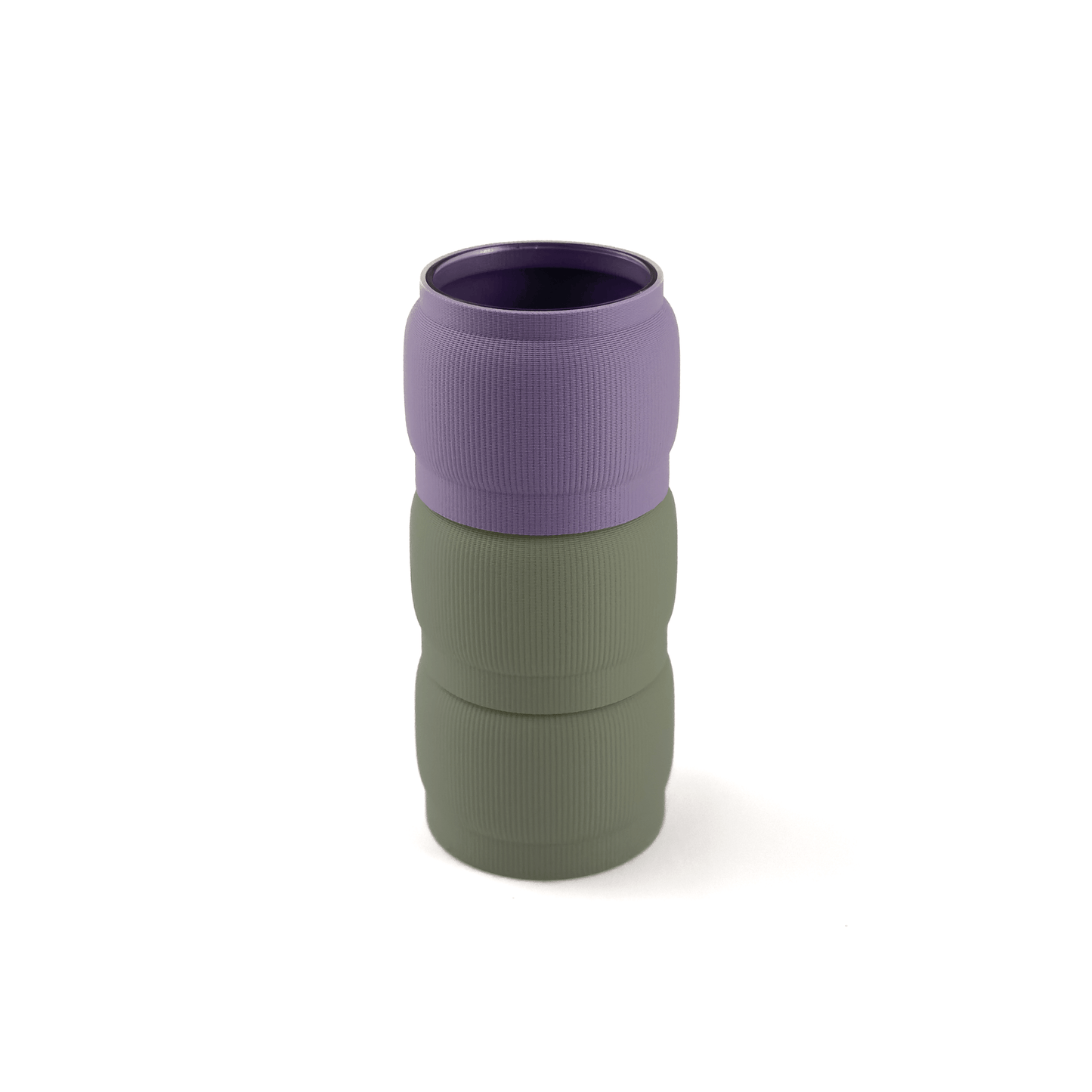 Modern kombinierbare Vase SORA, 3D-gedruckt – Größe vase, mit Boden in boden und Aufsätzen in aufsatz und grün. Aus PLA gefertigt, für stilvolles und flexibles Einrichten.