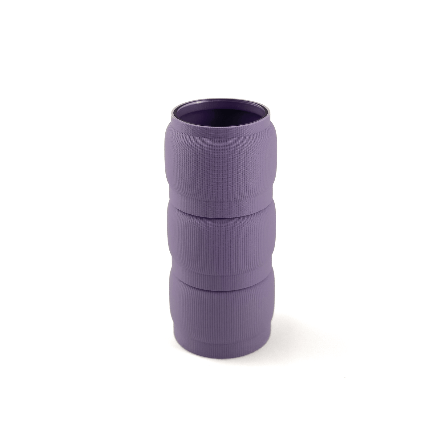 Individuell konfigurierbare Vase SORA aus dem 3D-Druck – Größe vase, mit Boden in boden und Aufsätzen in aufsatz und lila. Ideal für kreative Interiors – handgefertigt im 3D-Druck.