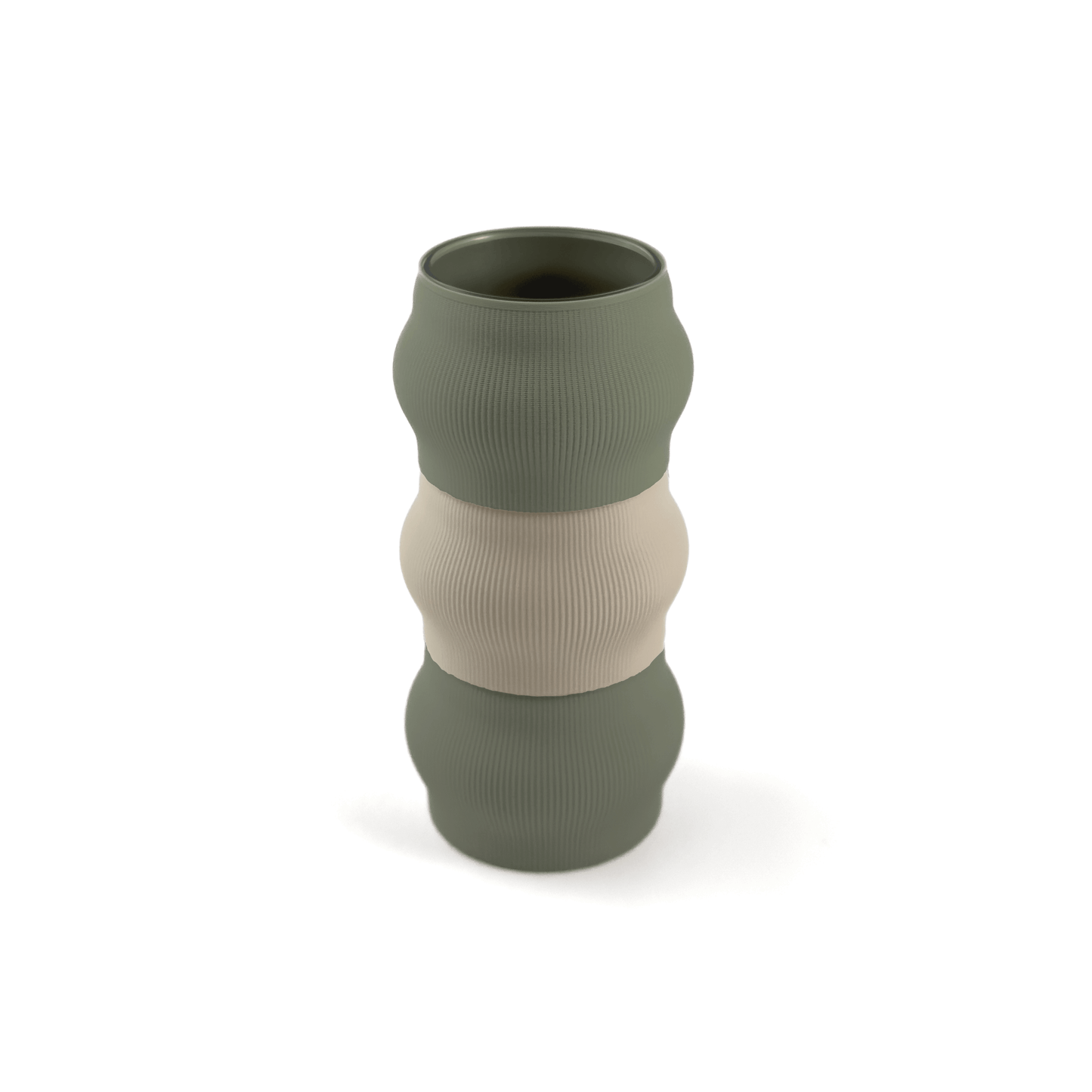 Modulare Vase CYRA in Groesse vase, Farben: Boden boden, Aufsaetze aufsatz und weiss. Ein modernes Highlight von Cranny, 3D-gedruckt aus PLA.
