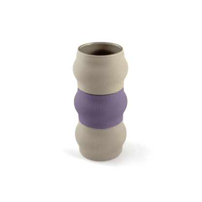 Modern kombinierbare Vase CYRA, 3D-gedruckt – Groesse vase, mit Boden in boden und Aufsaetzen in aufsatz und lila. Ideal fuer kreative Interiors – handgefertigt im 3D-Druck.
