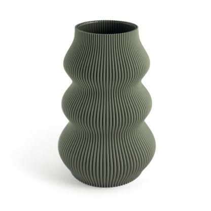 Eos Vase groß in Grün – 3D-Druckdesign aus Biokunststoff