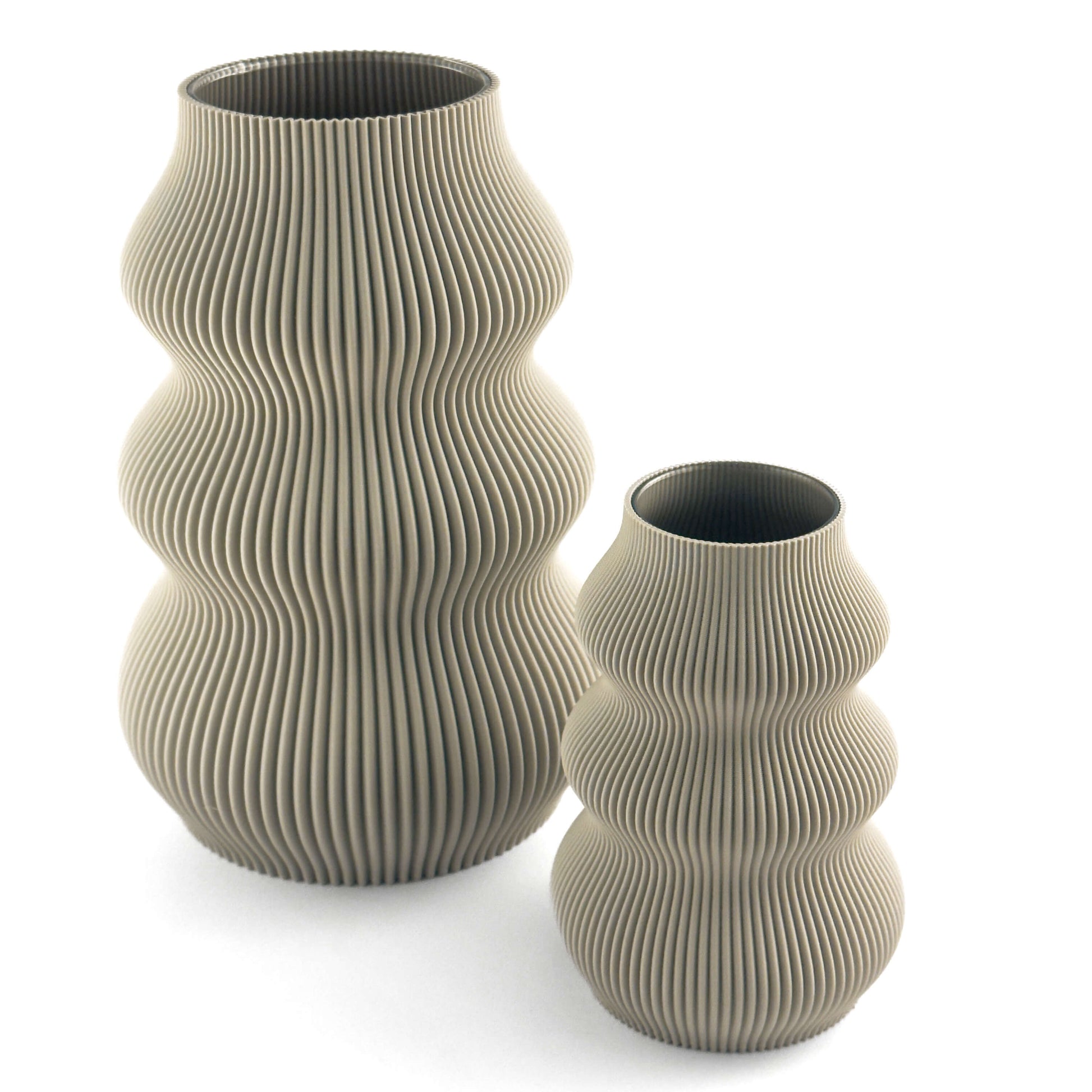 Große und klein Eos Vase in Weiß, moderne PLA-Vase im skandinavischen Stil

