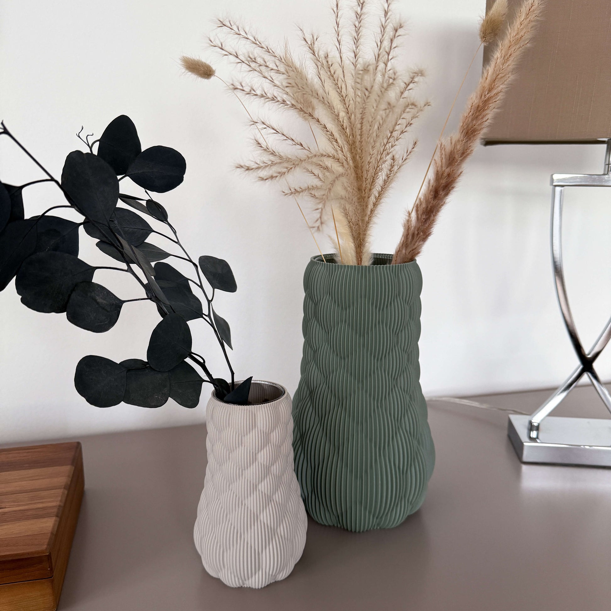 Stillleben mit verschiedenen LUME Vasen – 3D-gedruckt aus PLA