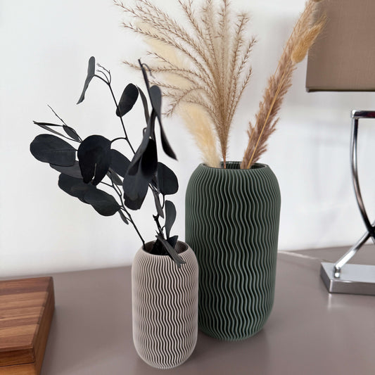 Stillleben mit verschiedenen ZIN Vasen – 3D-gedruckt aus PLA

