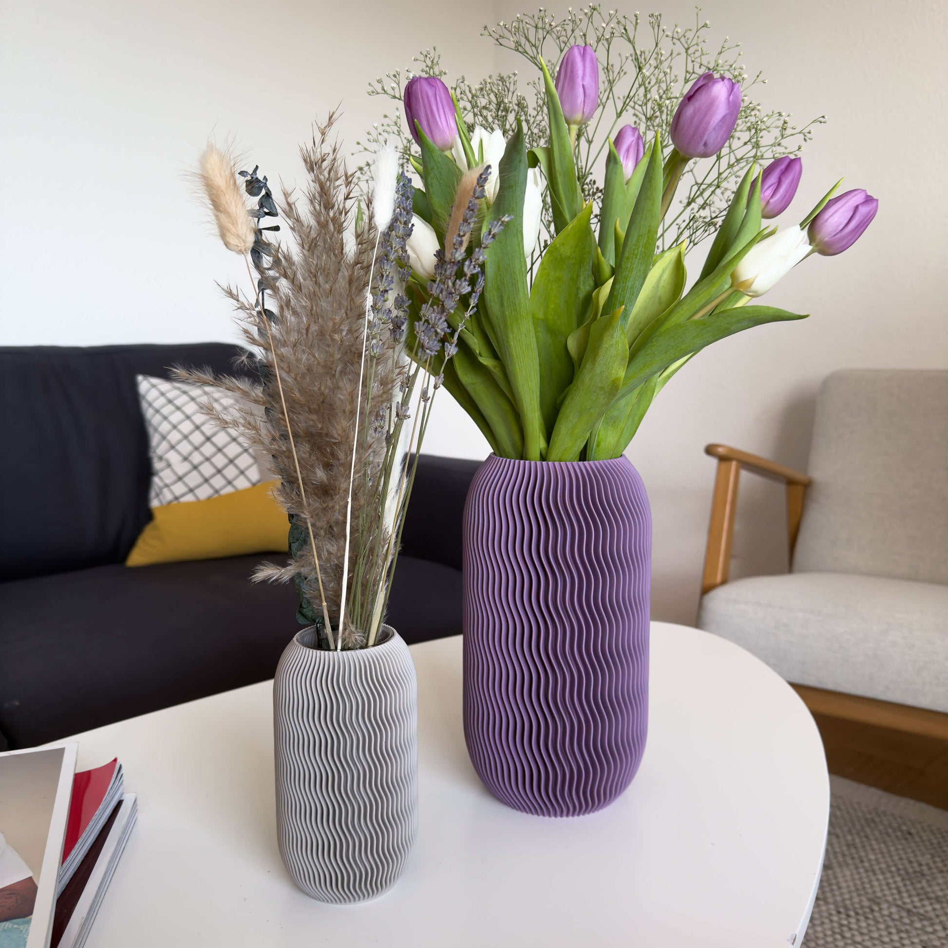 Stillleben mit verschiedenen ZIN Vasen – 3D-gedruckt aus PLA
